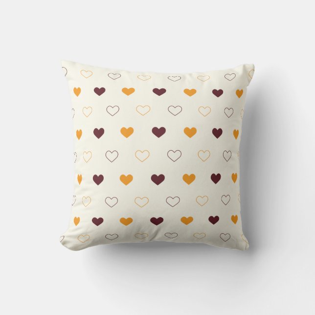 Heart Pattern with Orange & Brown Hearts Kussen (Voorkant)