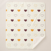 Heart Pattern with Orange & Brown Hearts Sherpa Deken (Voorkant)