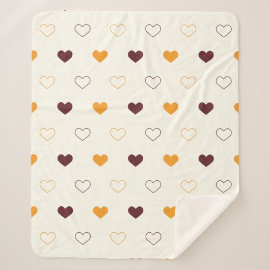 Heart Pattern with Orange & Brown Hearts Sherpa Deken (Voorkant)