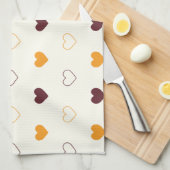 Heart Pattern with Orange & Brown Hearts Theedoek (Quarter Fold)