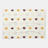 Heart Pattern with Orange & Brown Hearts Theedoek (Horizontaal)
