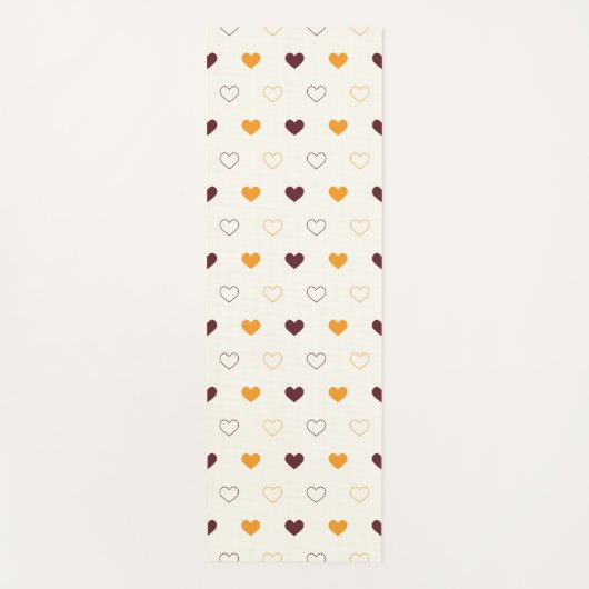 Heart Pattern with Orange & Brown Hearts Yogamat (Voorkant)