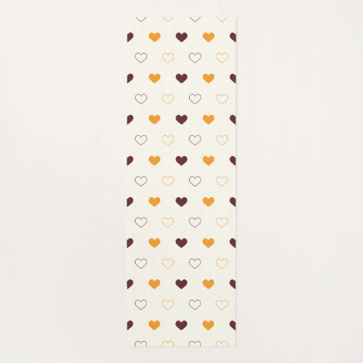 Heart Pattern with Orange & Brown Hearts Yogamat (Achterkant)