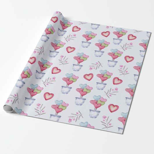 Heart Pattern Wrapping Paper Cadeaupapier (Uitgerold)