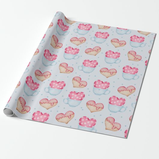 Heart Pattern Wrapping Paper Cadeaupapier (Uitgerold)