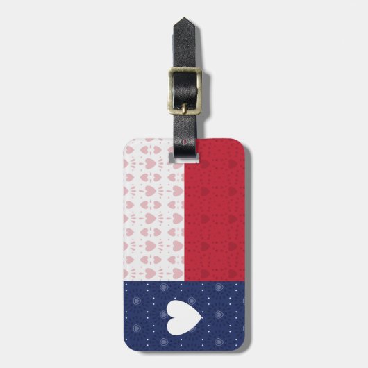 Heart Patterned Texas State Flag Bagagelabel (Voorkant verticaal)