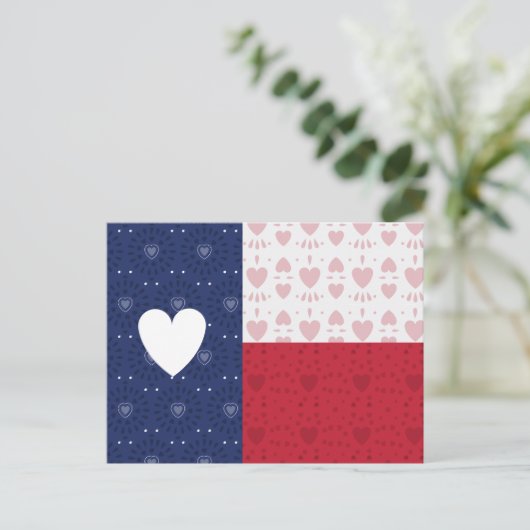 Heart Patterned Texas State Flag Briefkaart (Staand voorkant)