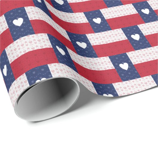 Heart Patterned Texas State Flag Cadeaupapier (Rol Hoek)