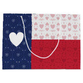 Heart Patterned Texas State Flag Large Gift Bag Groot Cadeauzakje (Achterkant)