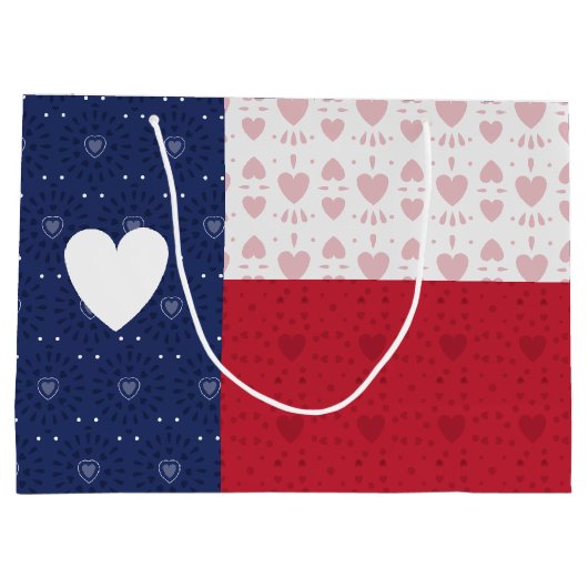 Heart Patterned Texas State Flag Large Gift Bag Groot Cadeauzakje (Achterkant)