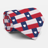Heart Patterned Texas State Flag Stropdas (Opgerold)