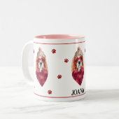 Heart Paw Cavalier Spaniel Valentijnsdag Gift Dog Tweekleurige Koffiemok (Voorkant links)