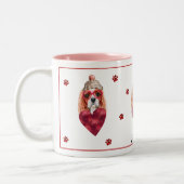 Heart Paw Cavalier Spaniel Valentijnsdag Gift Dog Tweekleurige Koffiemok (Links)