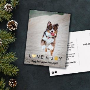 Heart Paw Love & Joy Pet Photo Prettige feestdagen