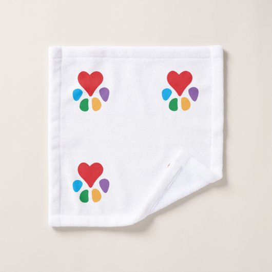 Heart-Paw Pattern Furry Friends Footprint Bad Handdoek (Wasdoekje)