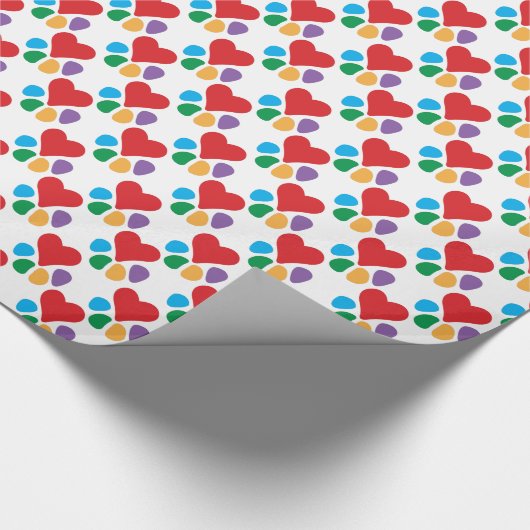 Heart-Paw Pattern Voetafdrukken Pet Lovers Cadeaupapier (Hoek)