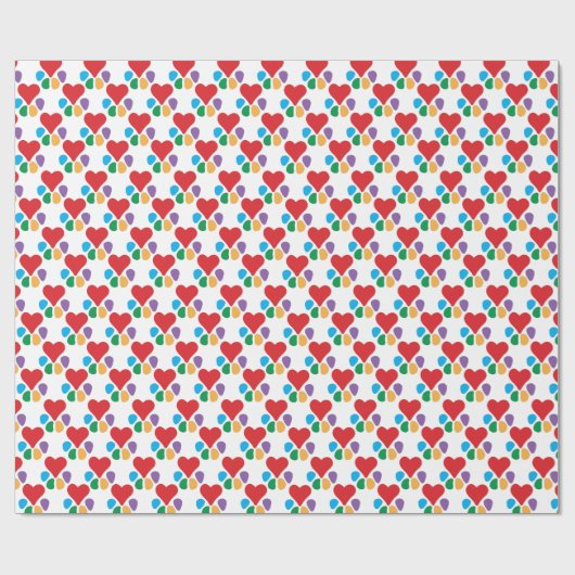 Heart-Paw Pattern Voetafdrukken Pet Lovers Cadeaupapier (Vlak)