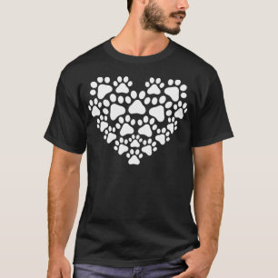 Heart Paw Print Dog & Cat Cat Mam & Dog Mam Mothe T-shirt