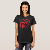 Heart Paw Print Hondenliefhebber Valentijnsdag Lov T-shirt (Voorkant volledig)
