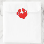 Heart Paw Print Ronde Sticker (Tas)