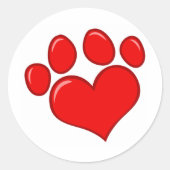 Heart Paw Print Ronde Sticker (Voorkant)