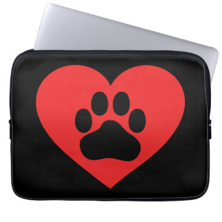 Heart Paw Red Laptop Sleeve