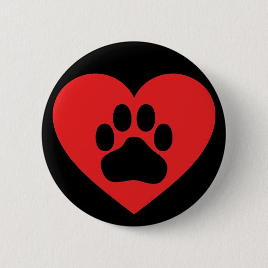 Heart Paw Red Ronde Button 5,7 Cm (Voorkant)