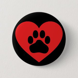 Heart Paw Red Ronde Button 5,7 Cm