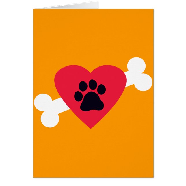 Heart, Pawprint en Bone Design Greet/Note Card (Voorkant)