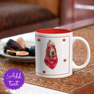 Heart Paws Basset Hound Valentijnsdag Cadeau Hond Tweekleurige Koffiemok