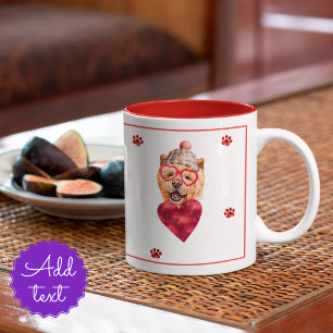 Heart Paws Chow Chow Valentijnsdag Cadeau Hond Tweekleurige Koffiemok