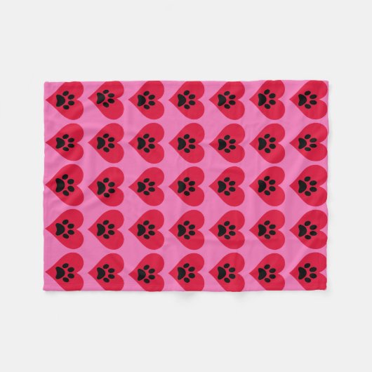 Heart Paws Fleece Deken (Voorkant (Horizontaal))