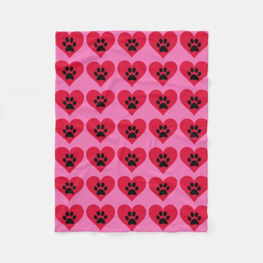 Heart Paws Fleece Deken (Voorkant)