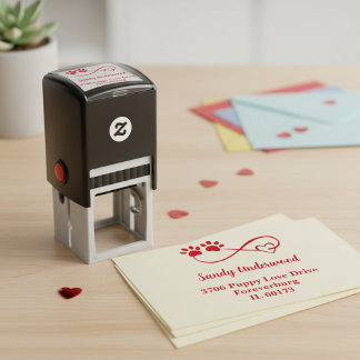 Heart & Paws Pre-Inked Return Address Stamp Zelfinktende Stempel