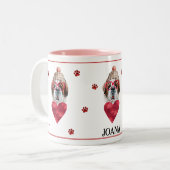 Heart Paws Saint Bernard Valentijnsdag Gift Dog Tweekleurige Koffiemok (Voorkant links)