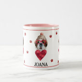 Heart Paws Saint Bernard Valentijnsdag Gift Dog Tweekleurige Koffiemok (Center)