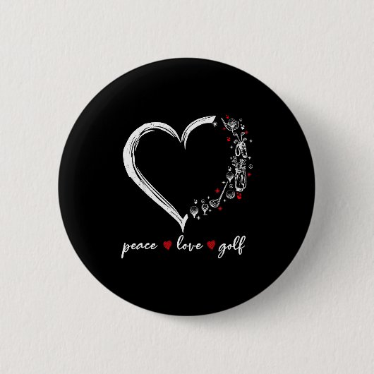 Heart Peace Love Golf Player Srt Lovers Outfit Wom Ronde Button 5,7 Cm (Voorkant)