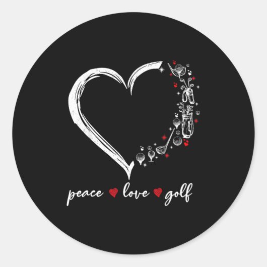 Heart Peace Love Golf Player Srt Lovers Outfit Wom Ronde Sticker (Voorkant)