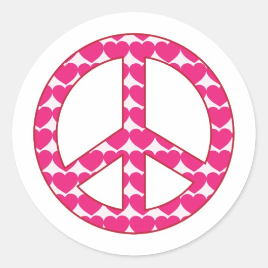 Heart Peace Sign Ronde Sticker (Voorkant)