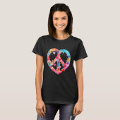 Heart Peace Sign World Love Flowers Hippie Groovy  T-shirt (Voorkant volledig)