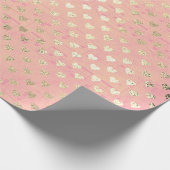 Heart Peach Pastel Goud Roze Rose Roos Muzieknoten Cadeaupapier (Hoek)