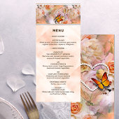 Heart Pearls Oranje Rozen Butterflies Wedding Menu