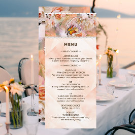 Heart Pearls Oranje Rozen Butterflies Wedding Menu
