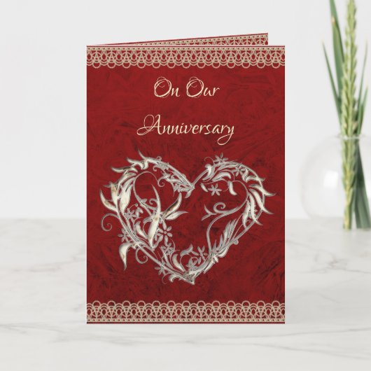 Heart, Pearls & Roses Anniversary Card Kaart (Voorkant)