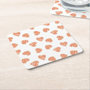 Heart Pepperoni Pizza Pattern Kartonnen Onderzetters