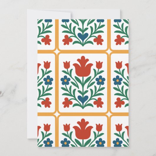 Heart & Petal Floral Folk Art Vrijgezellenfeest Kaart (Achterkant)