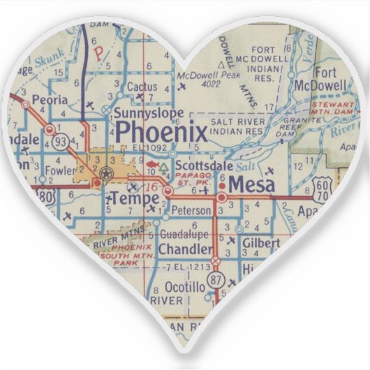 Heart Phoenix AZ kaart Sticker (Voorkant)