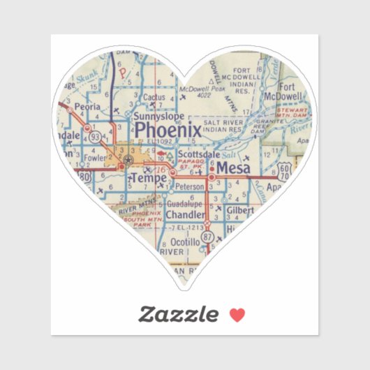 Heart Phoenix AZ kaart Sticker (Vel)