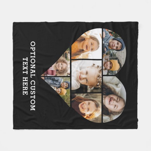 Heart Photo Collage 7 Afbeelding Gepersonaliseerd  Fleece Deken (Voorkant (Horizontaal))