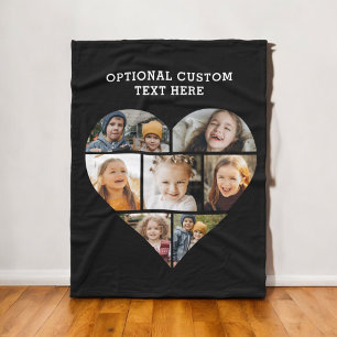 Heart Photo Collage 7 Afbeelding Gepersonaliseerd  Fleece Deken